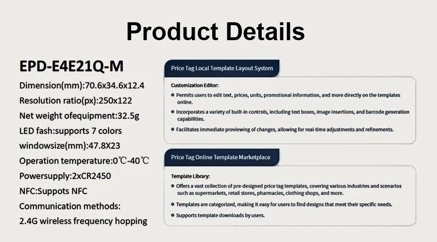 2.13inch electronic price tag extruison channel