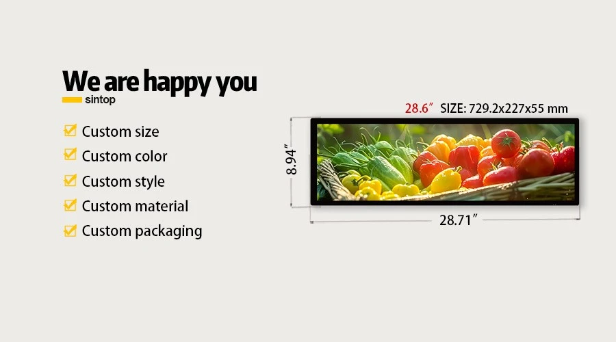 28 .6 Inch LCD Bar Display Double Face Screen Manufacturer