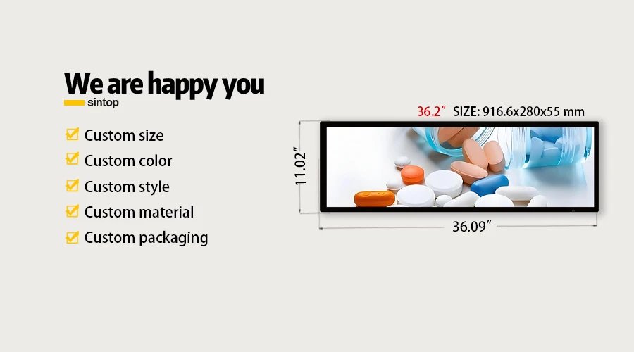 36.2 Inch LCD Bar Display Double Face Screen Manufacturer 36.2 Inch LCD Bar Display Double Face Screen Manufacturer