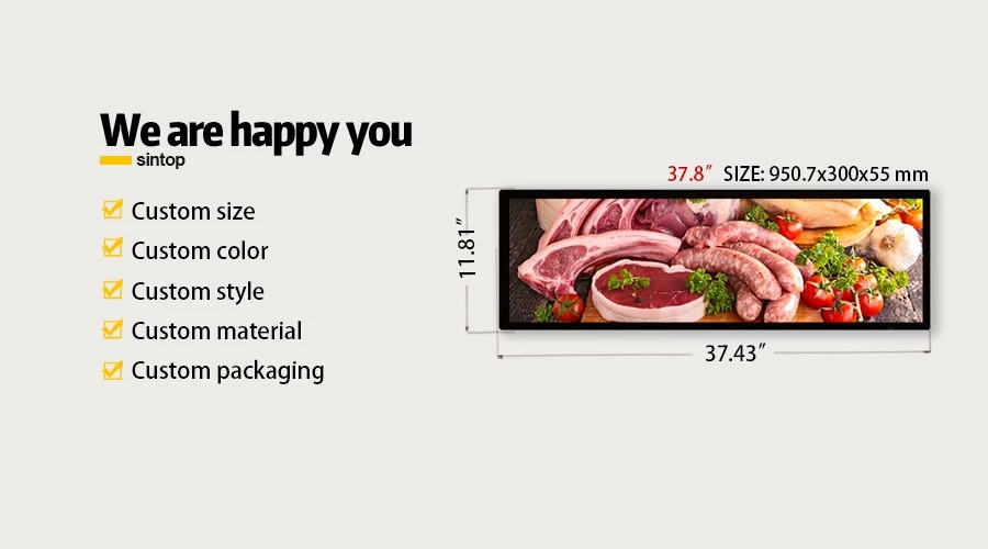37.8 Inch LCD Bar Display Double Face Screen Manufacturer