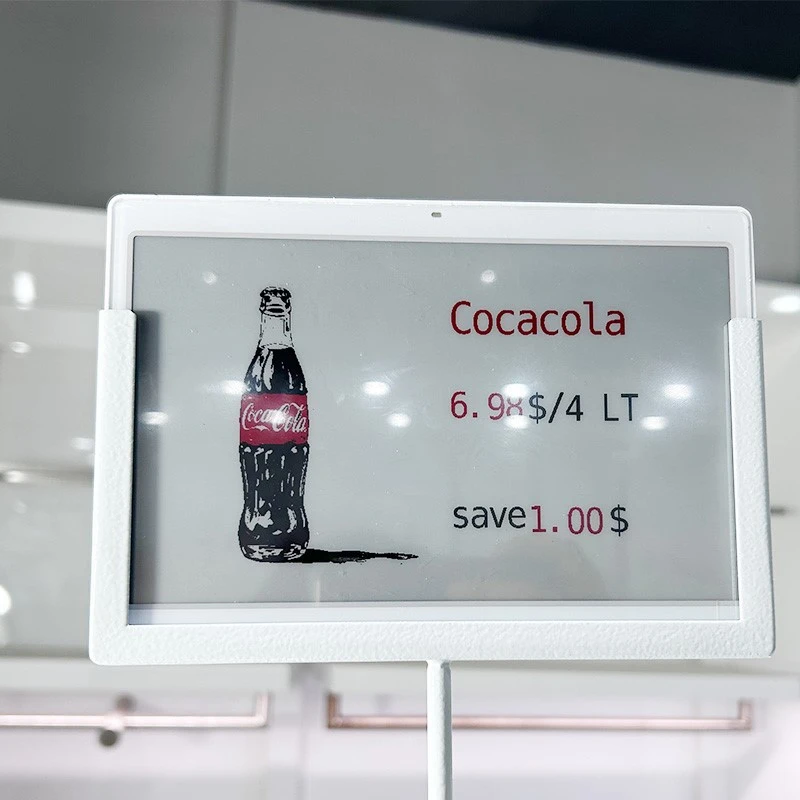 7.3 Inch Electronic Price Tag Metal Screw Mount Coca-Cola Style